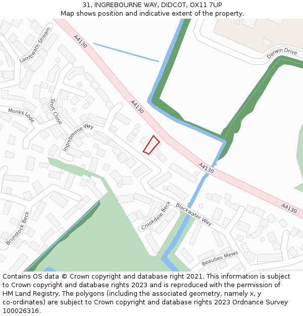 31, INGREBOURNE WAY, DIDCOT, OX11 7UP: Location map and indicative extent of plot