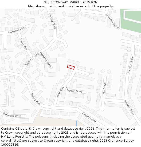 31, IRETON WAY, MARCH, PE15 9DN: Location map and indicative extent of plot