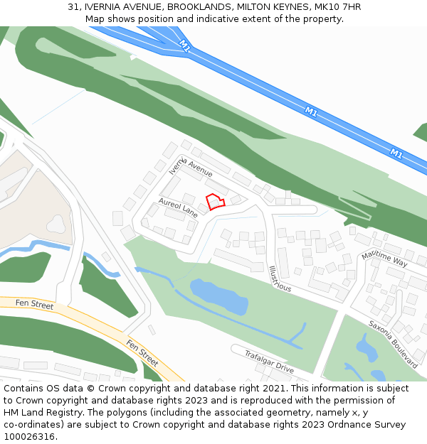 31, IVERNIA AVENUE, BROOKLANDS, MILTON KEYNES, MK10 7HR: Location map and indicative extent of plot