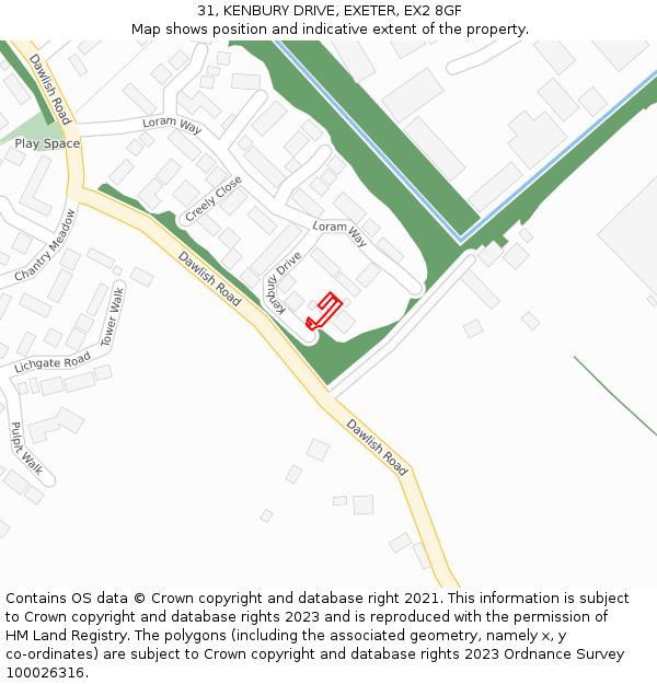31, KENBURY DRIVE, EXETER, EX2 8GF: Location map and indicative extent of plot
