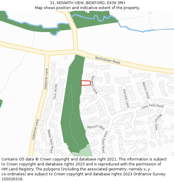 31, KENWITH VIEW, BIDEFORD, EX39 3RH: Location map and indicative extent of plot