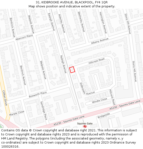 31, KIDBROOKE AVENUE, BLACKPOOL, FY4 1QR: Location map and indicative extent of plot