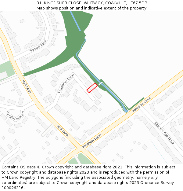 31, KINGFISHER CLOSE, WHITWICK, COALVILLE, LE67 5DB: Location map and indicative extent of plot