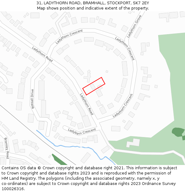 31, LADYTHORN ROAD, BRAMHALL, STOCKPORT, SK7 2EY: Location map and indicative extent of plot