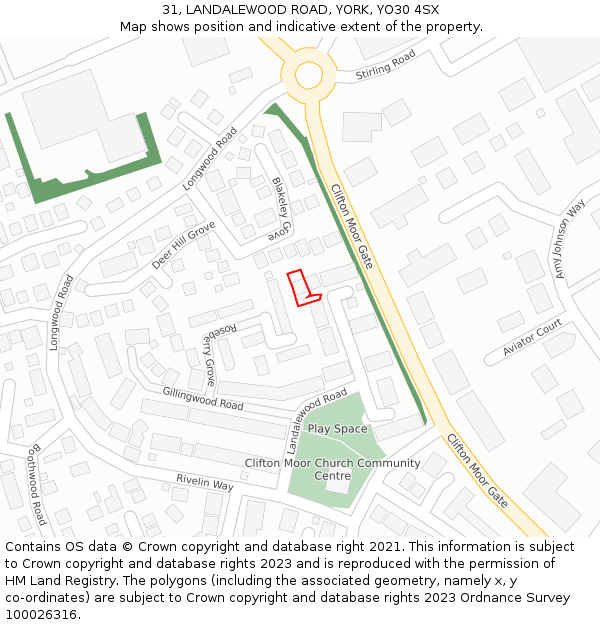 31, LANDALEWOOD ROAD, YORK, YO30 4SX: Location map and indicative extent of plot