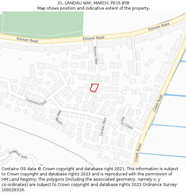 31, LANDAU WAY, MARCH, PE15 8YB: Location map and indicative extent of plot