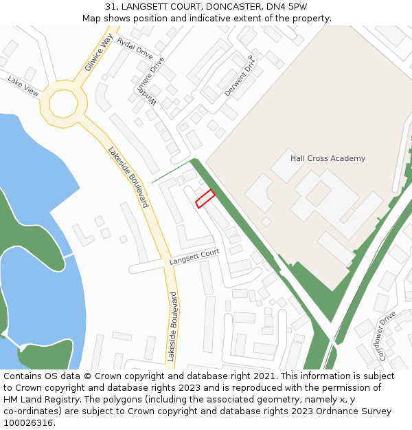 31, LANGSETT COURT, DONCASTER, DN4 5PW: Location map and indicative extent of plot