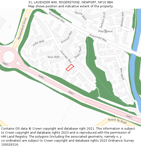 31, LAVENDER WAY, ROGERSTONE, NEWPORT, NP10 9BA: Location map and indicative extent of plot