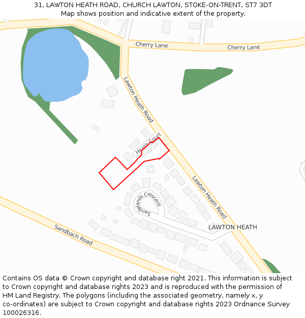 31, LAWTON HEATH ROAD, CHURCH LAWTON, STOKE-ON-TRENT, ST7 3DT: Location map and indicative extent of plot