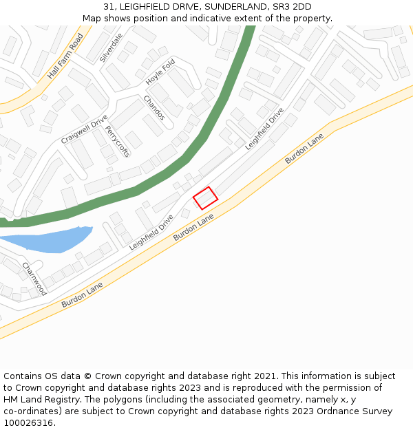 31, LEIGHFIELD DRIVE, SUNDERLAND, SR3 2DD: Location map and indicative extent of plot