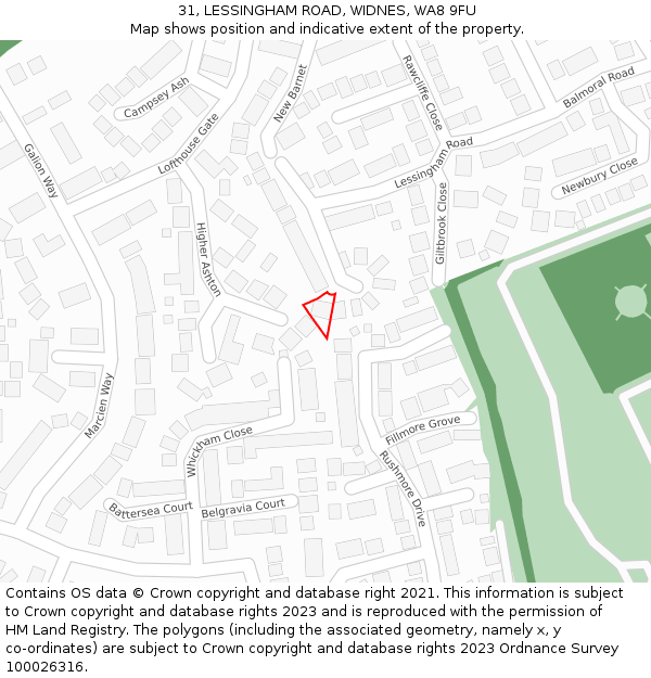 31, LESSINGHAM ROAD, WIDNES, WA8 9FU: Location map and indicative extent of plot