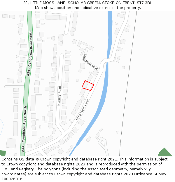 31, LITTLE MOSS LANE, SCHOLAR GREEN, STOKE-ON-TRENT, ST7 3BL: Location map and indicative extent of plot