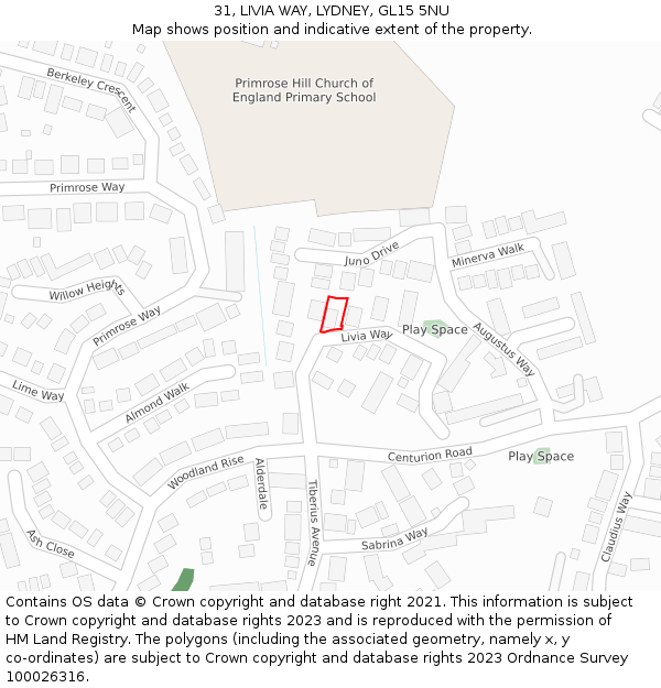 31, LIVIA WAY, LYDNEY, GL15 5NU: Location map and indicative extent of plot