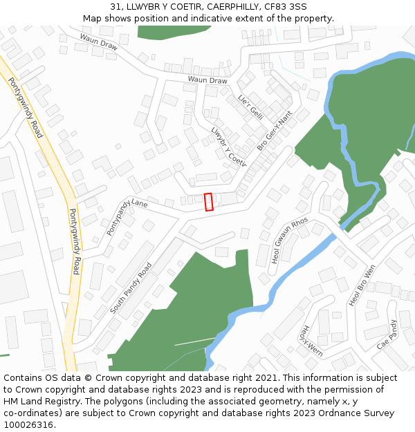 31, LLWYBR Y COETIR, CAERPHILLY, CF83 3SS: Location map and indicative extent of plot