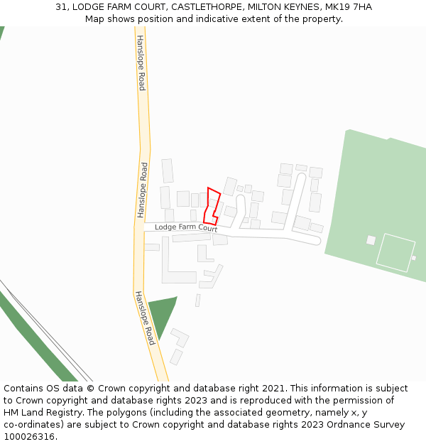 31, LODGE FARM COURT, CASTLETHORPE, MILTON KEYNES, MK19 7HA: Location map and indicative extent of plot