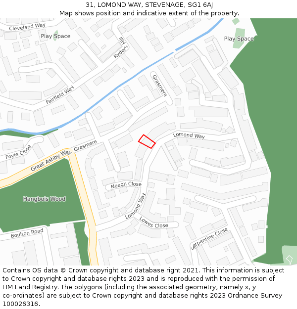 31, LOMOND WAY, STEVENAGE, SG1 6AJ: Location map and indicative extent of plot