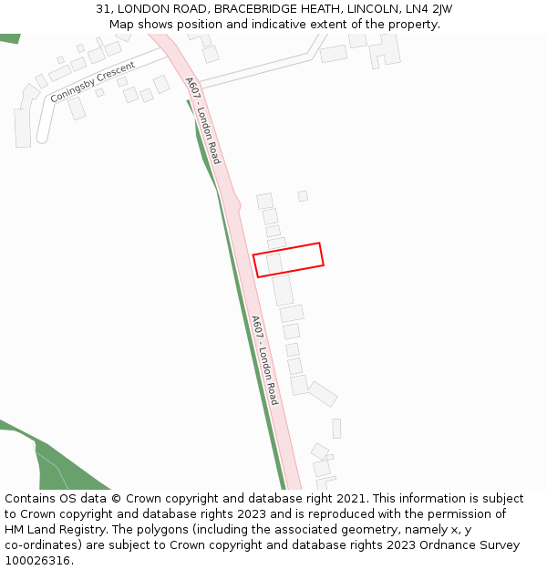 31, LONDON ROAD, BRACEBRIDGE HEATH, LINCOLN, LN4 2JW: Location map and indicative extent of plot
