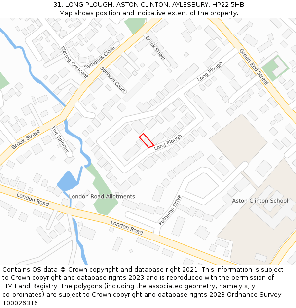 31, LONG PLOUGH, ASTON CLINTON, AYLESBURY, HP22 5HB: Location map and indicative extent of plot