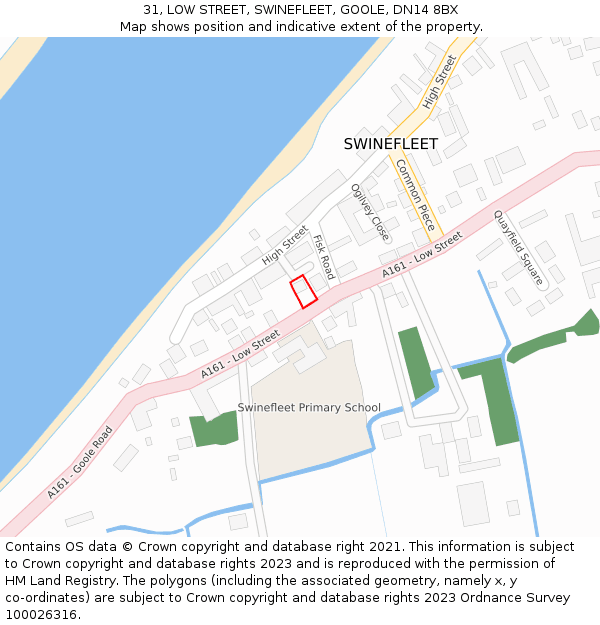 31, LOW STREET, SWINEFLEET, GOOLE, DN14 8BX: Location map and indicative extent of plot