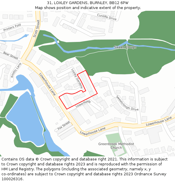 31, LOXLEY GARDENS, BURNLEY, BB12 6PW: Location map and indicative extent of plot