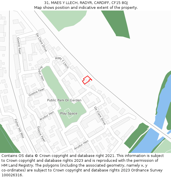 31, MAES Y LLECH, RADYR, CARDIFF, CF15 8GJ: Location map and indicative extent of plot
