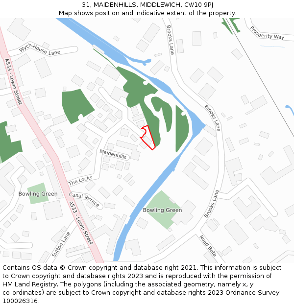 31, MAIDENHILLS, MIDDLEWICH, CW10 9PJ: Location map and indicative extent of plot