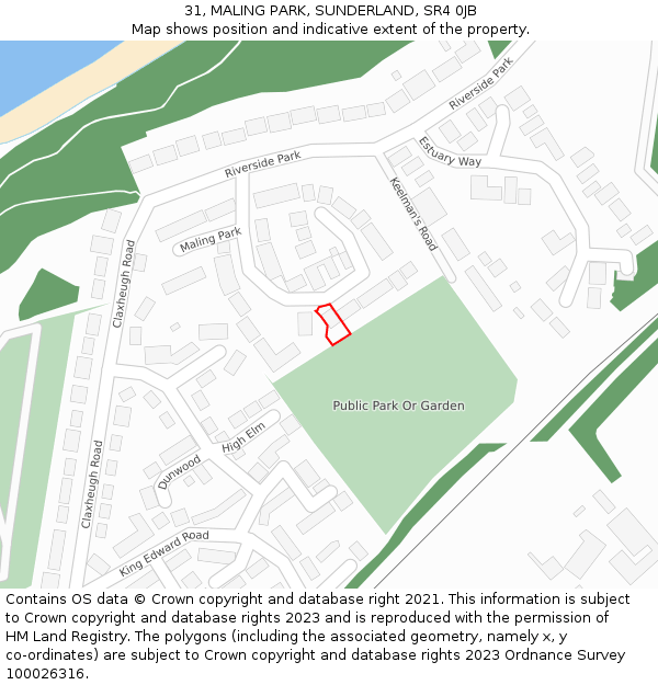 31, MALING PARK, SUNDERLAND, SR4 0JB: Location map and indicative extent of plot