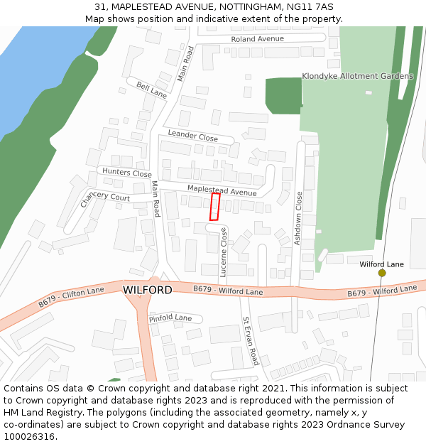 31, MAPLESTEAD AVENUE, NOTTINGHAM, NG11 7AS: Location map and indicative extent of plot