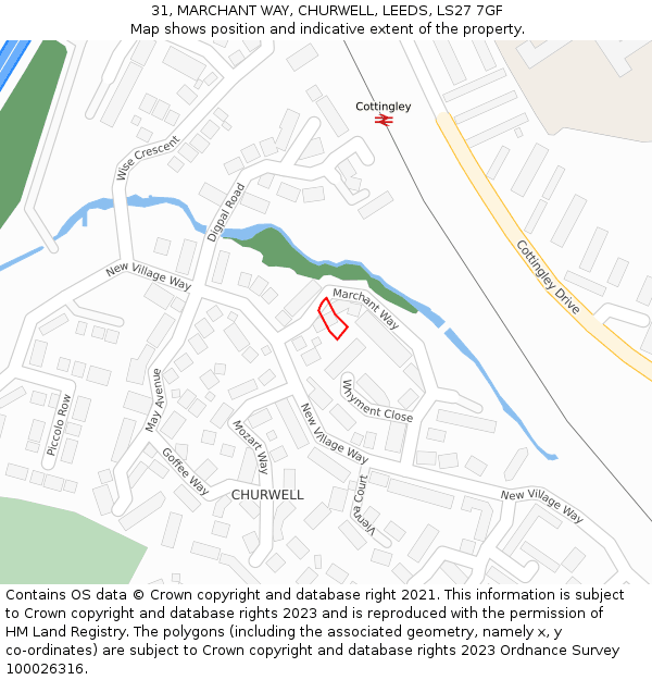 31, MARCHANT WAY, CHURWELL, LEEDS, LS27 7GF: Location map and indicative extent of plot