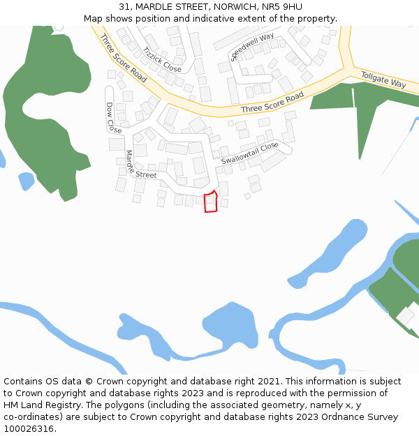 31, MARDLE STREET, NORWICH, NR5 9HU: Location map and indicative extent of plot