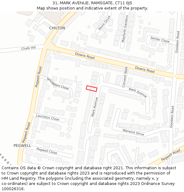 31, MARK AVENUE, RAMSGATE, CT11 0JS: Location map and indicative extent of plot