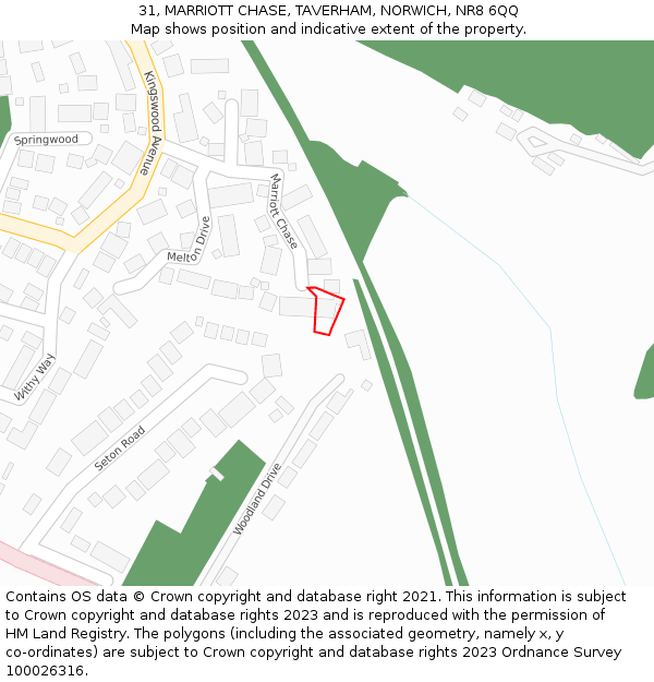 31, MARRIOTT CHASE, TAVERHAM, NORWICH, NR8 6QQ: Location map and indicative extent of plot