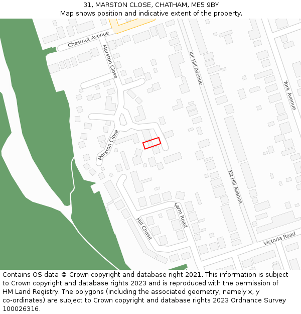 31, MARSTON CLOSE, CHATHAM, ME5 9BY: Location map and indicative extent of plot