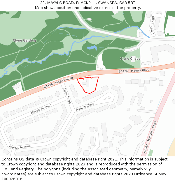 31, MAYALS ROAD, BLACKPILL, SWANSEA, SA3 5BT: Location map and indicative extent of plot