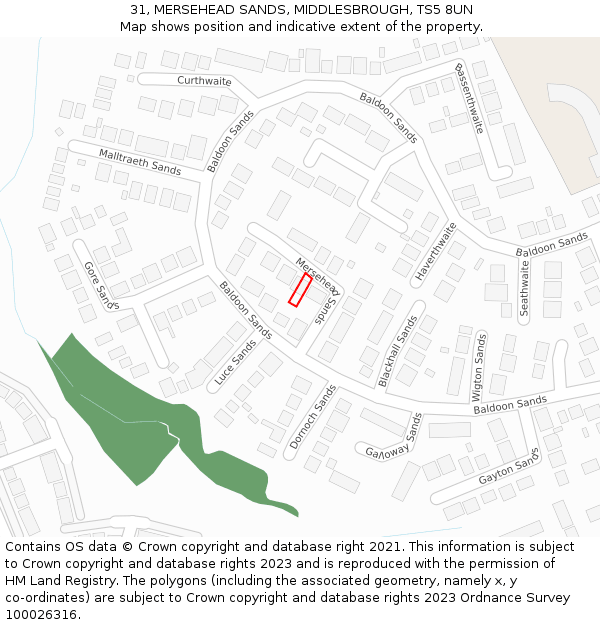 31, MERSEHEAD SANDS, MIDDLESBROUGH, TS5 8UN: Location map and indicative extent of plot