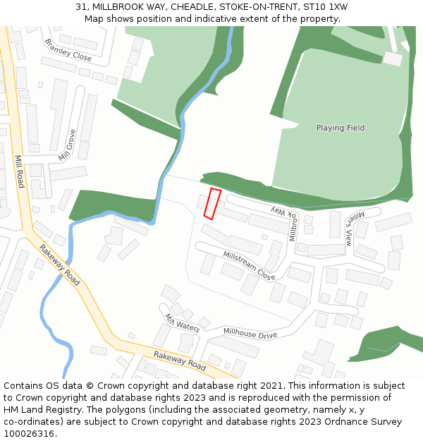 31, MILLBROOK WAY, CHEADLE, STOKE-ON-TRENT, ST10 1XW: Location map and indicative extent of plot