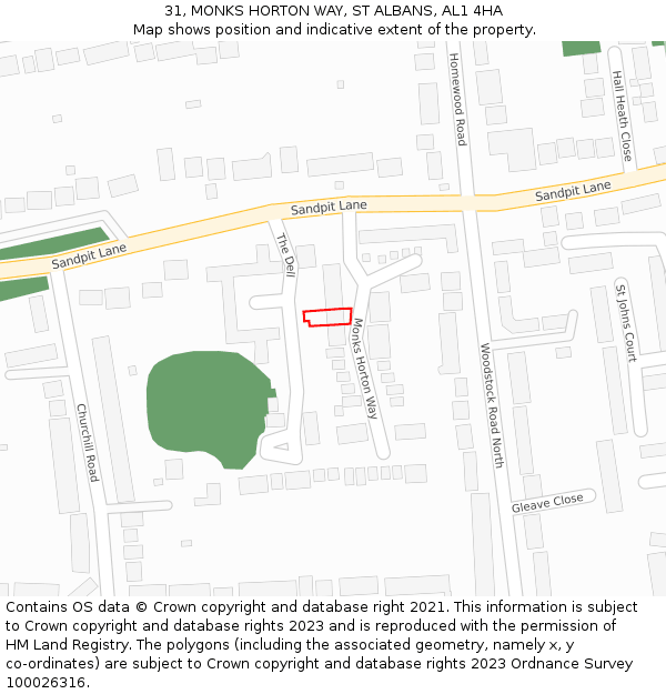 31, MONKS HORTON WAY, ST ALBANS, AL1 4HA: Location map and indicative extent of plot