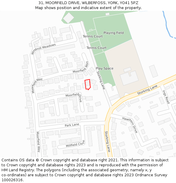 31, MOORFIELD DRIVE, WILBERFOSS, YORK, YO41 5PZ: Location map and indicative extent of plot