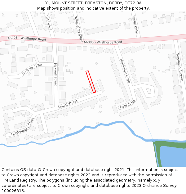 31, MOUNT STREET, BREASTON, DERBY, DE72 3AJ: Location map and indicative extent of plot