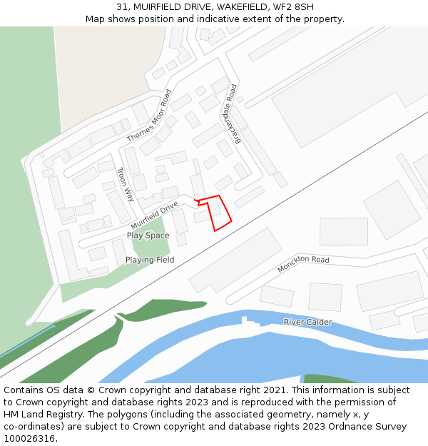 31, MUIRFIELD DRIVE, WAKEFIELD, WF2 8SH: Location map and indicative extent of plot