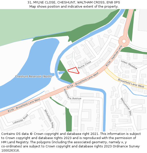 31, MYLNE CLOSE, CHESHUNT, WALTHAM CROSS, EN8 0PS: Location map and indicative extent of plot