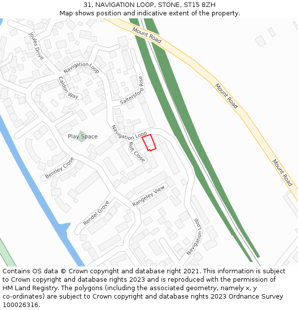 31, NAVIGATION LOOP, STONE, ST15 8ZH: Location map and indicative extent of plot