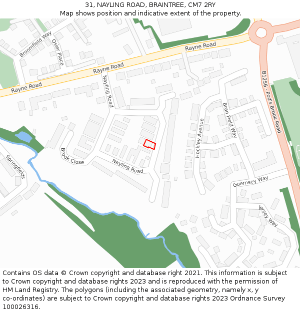 31, NAYLING ROAD, BRAINTREE, CM7 2RY: Location map and indicative extent of plot