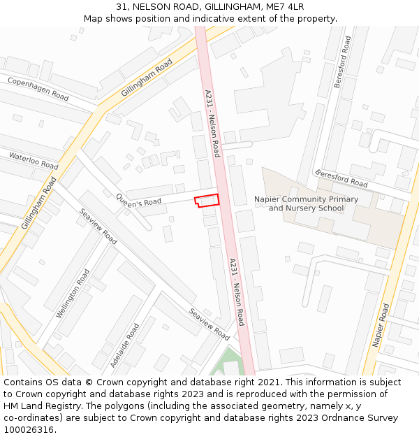 31, NELSON ROAD, GILLINGHAM, ME7 4LR: Location map and indicative extent of plot
