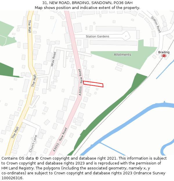 31, NEW ROAD, BRADING, SANDOWN, PO36 0AH: Location map and indicative extent of plot