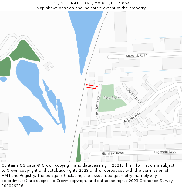 31, NIGHTALL DRIVE, MARCH, PE15 8SX: Location map and indicative extent of plot