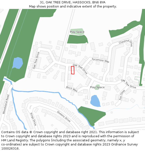 31, OAK TREE DRIVE, HASSOCKS, BN6 8YA: Location map and indicative extent of plot