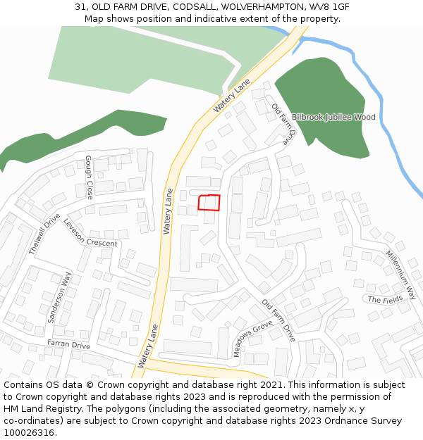 31, OLD FARM DRIVE, CODSALL, WOLVERHAMPTON, WV8 1GF: Location map and indicative extent of plot