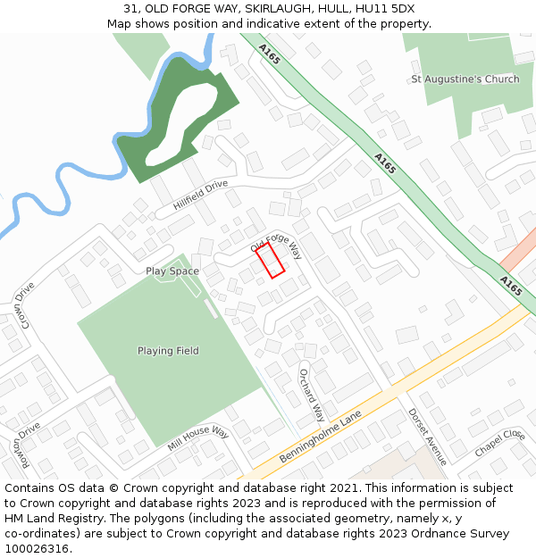 31, OLD FORGE WAY, SKIRLAUGH, HULL, HU11 5DX: Location map and indicative extent of plot