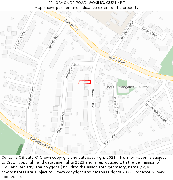 31, ORMONDE ROAD, WOKING, GU21 4RZ: Location map and indicative extent of plot